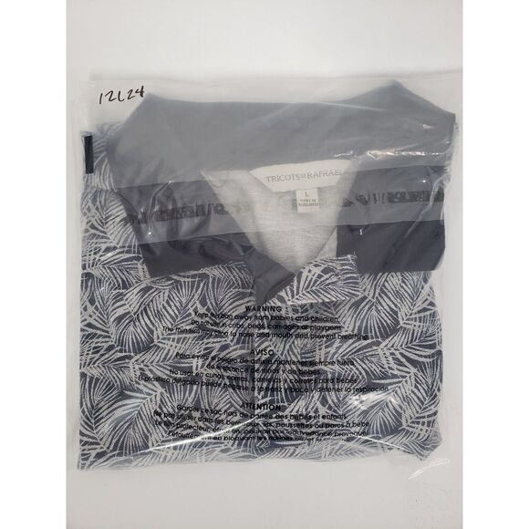 Tricots St Raphael Palm Leaves Tropical Polo Mens Size L 95% Mercerized Cotton - Picture 6 of 6